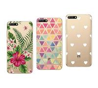 NOVAGO Compatible avec Huawei Y6 2018/ Honor 7A -Pack de 3 Coques Souples Solides Anti Choc avec Impression Motif de qualité (Multicolore 4)