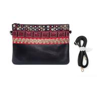NOVAGO Compatible avec iPad Mini/Galaxy Tab A8 A9 / iPad 9.7 / Air 2 / iPad 6/5 - Pochette Bandoulière Multiusage Tablette 6-10'' et Maquillage Strass Fait Main (Noir/Rouge)