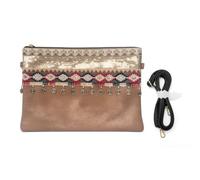 NOVAGO Compatible avec iPad Mini/Galaxy Tab A8 A9 / iPad 9.7 / Air 2 / iPad 6/5 - Pochette Bandoulière Multiusage Tablette 6-10'' et Maquillage Strass Fait Main (Camel)