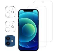 NOVAGO Compatible avec iPhone 12 Mini - Pack de 4 Films vitre verre trempé donc 2 pour écran et 2 pour l'objectif caméra arrière