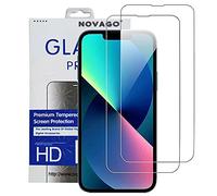 NOVAGO Compatible avec iphone 13/13 pro et iphone 14 et iPhone 16e et iPhone 17e - Pack DE 2 Films vitre Protection Écran Verre trempé Résistant et Transparent, Films un peu Plus Petits Que l'écran