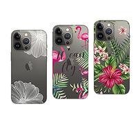 NOVAGO Compatible avec iPhone 13 Pro Max - Pack de 3 Coques Souple Transparente et résistante Anti Choc avec Impression de qualité (Pack 1)