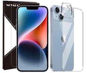NOVAGO Compatible avec iPhone 14 Plus - Lot complet de 3 Films Protection Verre trempé résistant pour l'écran et la caméra et le dos de iPhone