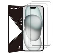 NOVAGO Compatible avec iPhone 15 / iPhone 15 Pro/iPhone 16 -Pack de 2 Films Protection écran en Verre trempé Solide 9H (Transparent), ne Couvre Pas la totalité de l'écran