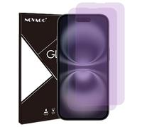 NOVAGO Compatible avec iPhone 15 Plus/iPhone 15 Pro Max/iPhone 16 Plus - Lot de 2 Films Protection écran Verre trempé résistant (Anti filtre bleu)
