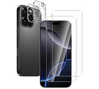 NOVAGO compatible avec iPhone 16 Pro Max - Pack de 4 films en verre trempé résistant anti choc et anti explosion, deux verres pour écran et deux verres pour objectif