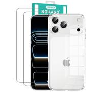 NOVAGO compatible avec iPhone 17 Pro Max/iPhone 18 Pro Max - Pack de Protection : Coque Transparente Souple + Lot de 2 Films Verre Trempé 9H pour Écran