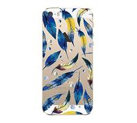 NOVAGO Compatible avec iPhone 5, iPhone 5S, iPhone SE 2016 Coque Gel Souple incassable et Solide avec Impression de qualité -Plumes Bleues