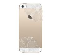 NOVAGO Compatible avec iPhone 5, iPhone 5S, iPhone SE 2016 Coque Gel Souple incassable et Solide avec Impression Motif Fleuri de qualité (Fleurs Blanches)