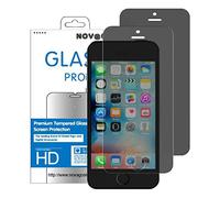 NOVAGO Compatible avec iPhone 5, iPhone 5S, iPhone Se 2016, iPhone 5C- Pack de 2 Films Protection écran en Verre trempé avec Le Filtre Anti Espion…