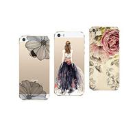 NOVAGO Compatible avec iPhone 5, iPhone 5S, iPhone Se 2016 Pack de 3 Coques Gel Souple Incassable et Solide avec Impression de Qualité (3 Coques, Multicolore 12)