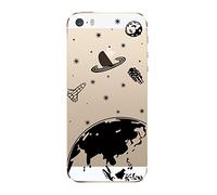 NOVAGO compatible avec iPhone 5, iPhone 5s, iPhone Se Coque gel souple incassable et solide avec impression motif fantaisie de qualité (Espace)