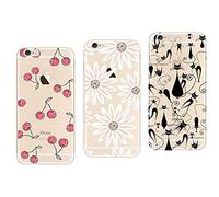 NOVAGO Compatible avec iPhone 6, iPhone 6s Pack de 3 Coques Gel Souple incassable Résistant Antichoc Impression Motif Fantaisie Durable (Multicolore 23)