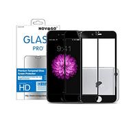 NOVAGO compatible avec iPhone SE 2020,iPhone SE 2022, iPhone 7, iPhone 8 (4.7'') Lot de 2 Films protection écran verre trempé avec contour en carbone souple résistant couvre tout écran (x2, Noir)