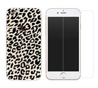 NOVAGO Compatible avec iPhone SE 2022/2020, iPhone 8, 7 [Pack 2 en 1] Coque Souple Transparente + Film Protection Écran en Verre Trempé - Protection Intégrale, Anti-Choc 0.26mm (Leopard)