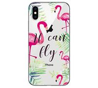 NOVAGO Compatible avec iPhone XS, iPhone X, iPhone 10 Coque Gel Souple résistante incassable Anti Choc avec Impression Motif Fantaisie (Flamant 2)