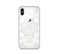 NOVAGO Compatible avec iPhone XS, iPhone X, iPhone 10 Coque Gel Souple résistante incassable Anti Choc avec Impression Motif Fantaisie (Rosace Blanche)