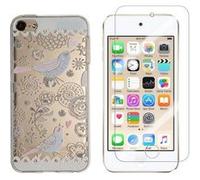 NOVAGO Compatible avec iPod Touch 7, Touch 6,Touch 5 Coque Gel imprimée Solide résistante +1 Verre en Verre trempé Transparent résistant (Oiseau Bleu)