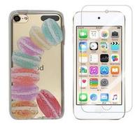 Novago Compatible avec iPod Touch 5, Touch 6 Coque Gel imprimée Solide résistante +1 Verre en Verre trempé Transparent résistant (Macarons)