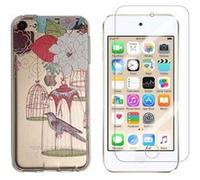 Compatible avec iPod Touch 5, Touch 6 Coque Gel imprimée Solide résistante +1 Verre en Verre trempé Transparent résistant (Oiseau)