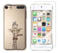 Novago Compatible avec iPod Touch 5, Touch 6, Touch 7 Coque Gel imprimée Solide résistante +1 Verre en Verre trempé Transparent résistant (Girafe) G
