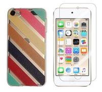Novago Compatible avec iPod Touch 5, Touch 6, Touch 7 Coque Gel imprimée Solide résistante +1 Verre en Verre trempé Transparent résistant (Rayures colorées) G