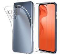 NOVAGO Compatible avec Motorola Moto E32 - Pack Protection - Coque Arrière Transparente en Silicone TPU + 2 Films de Protection écran en Verre Trempé (Transparent, Compatible Coque)