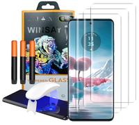 NOVAGO Compatible avec Motorola Moto Edge 40 Neo - 3 Films écran verre trempé incurvé résistant avec colles et lampe fournies