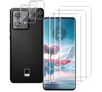 NOVAGO Compatible avec Motorola Moto Edge 40 Neo - 3 Films vitre Protection écran vitre Verre trempé incurvé Colle et Lampe fournie + 2 Films caméra Objectif arrière