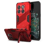NOVAGO Compatible avec OnePlus 10T 5G/1+10T 5G -Coque Rouge Résistante avec Support Pied Pliable