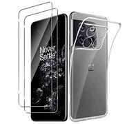 NOVAGO Compatible avec OnePlus 10T 5G/1+10T 5G -Pack Complet- Coque Résistante Transparente + 2 Films Protection écran Verre trempé