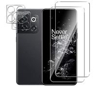 NOVAGO Compatible avec OnePlus 10T 5G/1+10T 5G - Pack de 4 Films vitre verre trempé donc 2 pour écran et 2 pour l'objectif caméra arrière