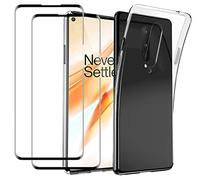 NOVAGO Compatible avec OnePlus 8 -Pack Complet- Coque Résistante Transparente + 2 Films de Protection écran en Verre trempé 3D incurvé Plein écran