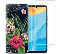 NOVAGO Compatible avec Oppo A16 (4G) et A16S -Pack Complet- Coque Résistante Transparente avec Motif imprimé+ 2 Films Protection vitre écran Verre trempé… (Exotique)