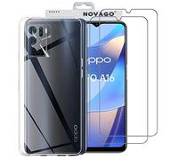 NOVAGO Compatible avec Oppo A16 4G et Oppo A16S et Oppo A54S -Pack Complet- Coque Résistante Transparente + 2 Films Protection écran Verre trempé (Transparent)