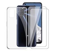 NOVAGO Compatible avec Oppo A52 4G, A72 4G, A92 4G -Pack Complet- Coque Résistante Anti Choc + 2 Films Protection écran Verre trempé (Transparent)