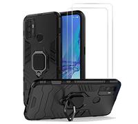 NOVAGO Compatible avec Oppo A53S / Oppo A53 2020 - Pack Complet- Coque Ultra Résistante avec Anneau Anti Chute + 2 Films de Protection écran en Verre trempé