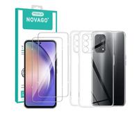 NOVAGO Compatible avec Oppo A54 5G et Oppo A74 5G -Pack- 2 Coques Résistantes Transparentes + 2 Films Protection écran Verre trempé (Transparent)