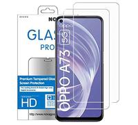 NOVAGO compatible avec Oppo A73 5G et Oppo A72 5G -Pack de 2 films en verre trempé ultra résistant anti choc et anti explosion d'écran (Transparent plus petit que l'écran)