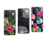 NOVAGO Compatible avec Oppo A76 4G - Lot de 3 Coques Gel Souple incassable résistant Antichoc Impression Motif Relief (Pack 1)