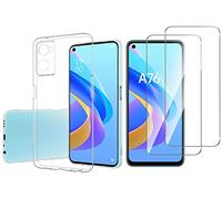 NOVAGO Compatible avec Oppo A76 4G - Pack Complet- Coque Résistante Transparente + 2 Films Protection écran Verre trempé (Transparent)