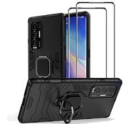 NOVAGO Compatible avec Oppo Find X3 Neo 5G -Pack Complet- Coque Ultra Résistante avec Anneau Anti Chute + 2 Films de Protection écran en Verre trempé 3D incurvé
