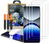 NOVAGO Compatible avec OPPO Find X8 Pro - 3 Films écran verre trempé incurvé résistant avec colles et lampe fournies