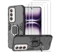NOVAGO Compatible avec Oppo Reno 12 5G - Coque magnétique Résistante avec Anneau béquille Anti Chute + 3 Films Protection écran vitre Verre trempé incurvé