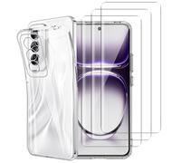 NOVAGO Compatible avec Oppo Reno 12 5G - Pack Complet- Coque Souple transparente Résistante + 3 Films Protection écran vitre Verre trempé 3D incurvé avec colle fournie