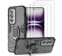 NOVAGO Compatible avec Oppo Reno 12 Pro 5G - Coque magnétique Résistante avec Anneau béquille Anti Chute + 3 Films Protection écran vitre Verre trempé incurvé