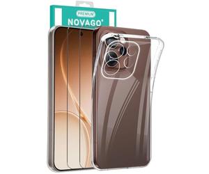NOVAGO Compatible avec Oppo Reno 15 Pro 5G - Pack de Protection Intégrale - Coque Transparente Souple et Lot de 2 Films Verre Trempé 9H pour Écran