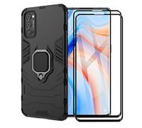 NOVAGO Compatible avec Oppo Reno 4 Pro 5G -Pack Complet- Coque Ultra Résistante avec Anneau Anti Chute + 2 Films vitre Protection écran Verre trempé 3D incurvé