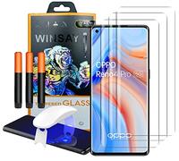 NOVAGO Compatible avec Oppo Reno 4 Pro/Reno4 Pro/Reno 6 Pro/Reno6 Pro - 3 Films écran verre trempé incurvé résistant avec colles et lampe fournies