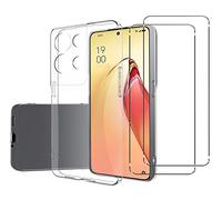 NOVAGO Compatible avec Oppo Reno 8 Pro 5G - Pack Complet Protection Intégrale - Coque Arrière Résistante Transparente en Silicone TPU + 2 Films de Protection écran en Verre Trempé (Compatible Coque)